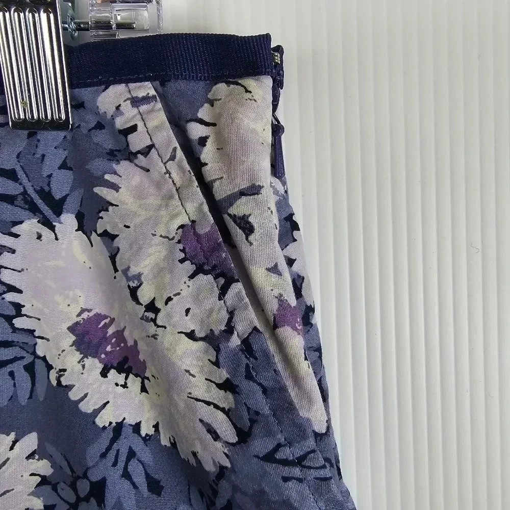 LL Bean grey a-line mini skirt with white flowers